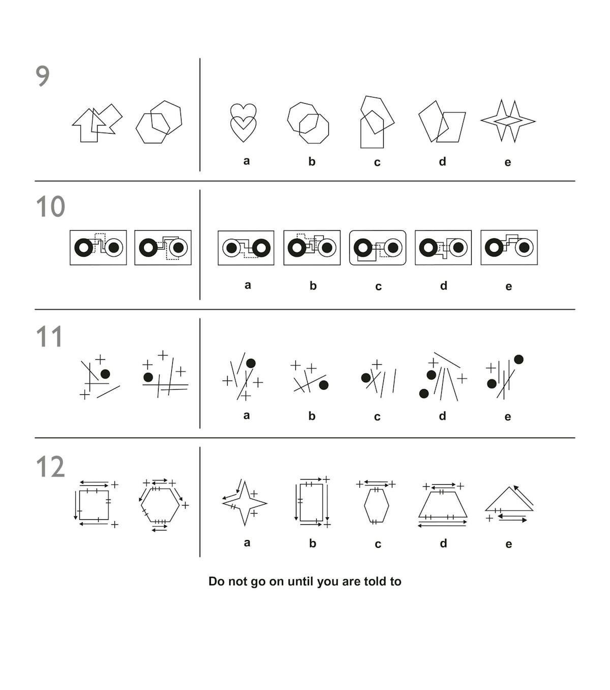 Sample non-verbal reasoning questions showing pattern recognition and spatial relationships