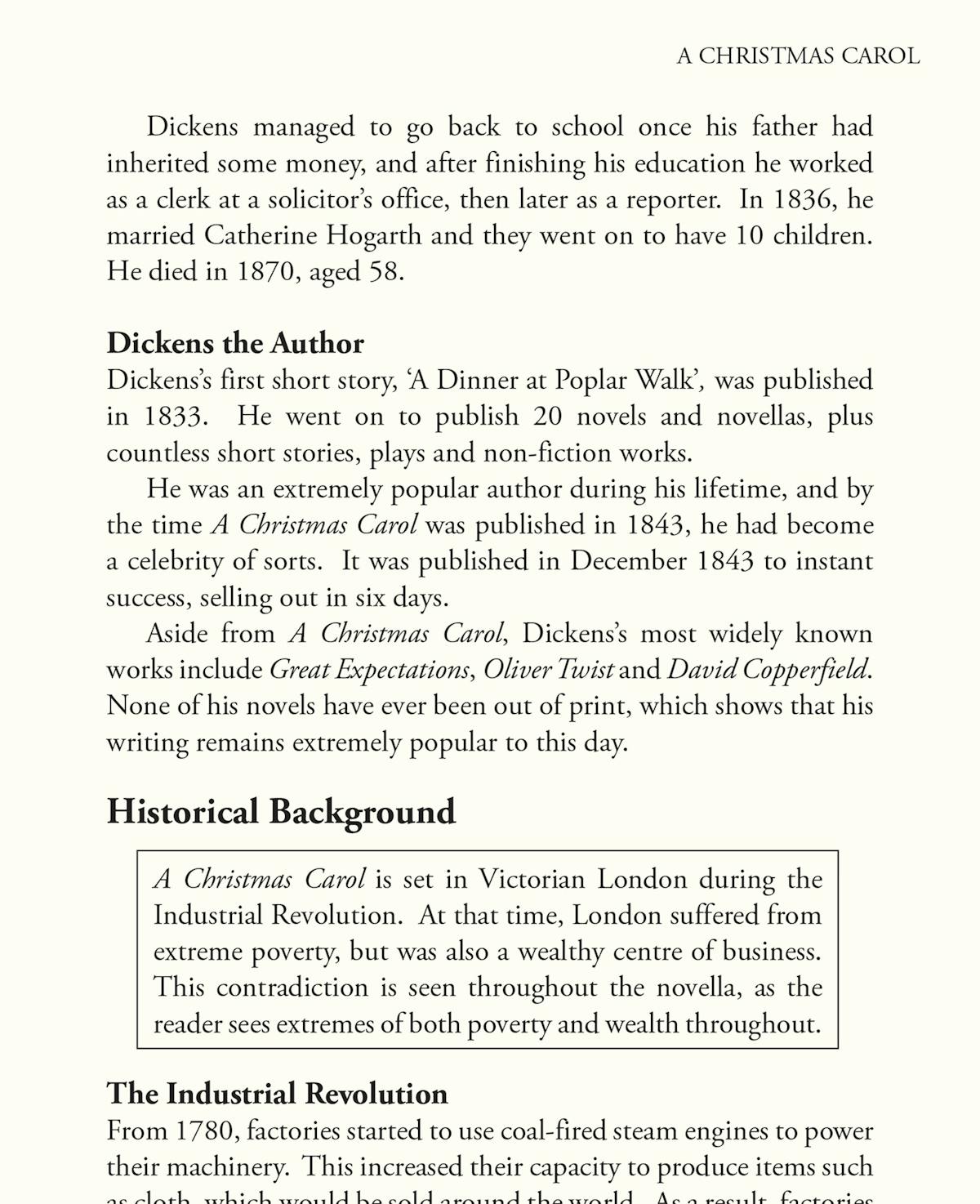 Historical Background section explaining Victorian London and the Industrial Revolution