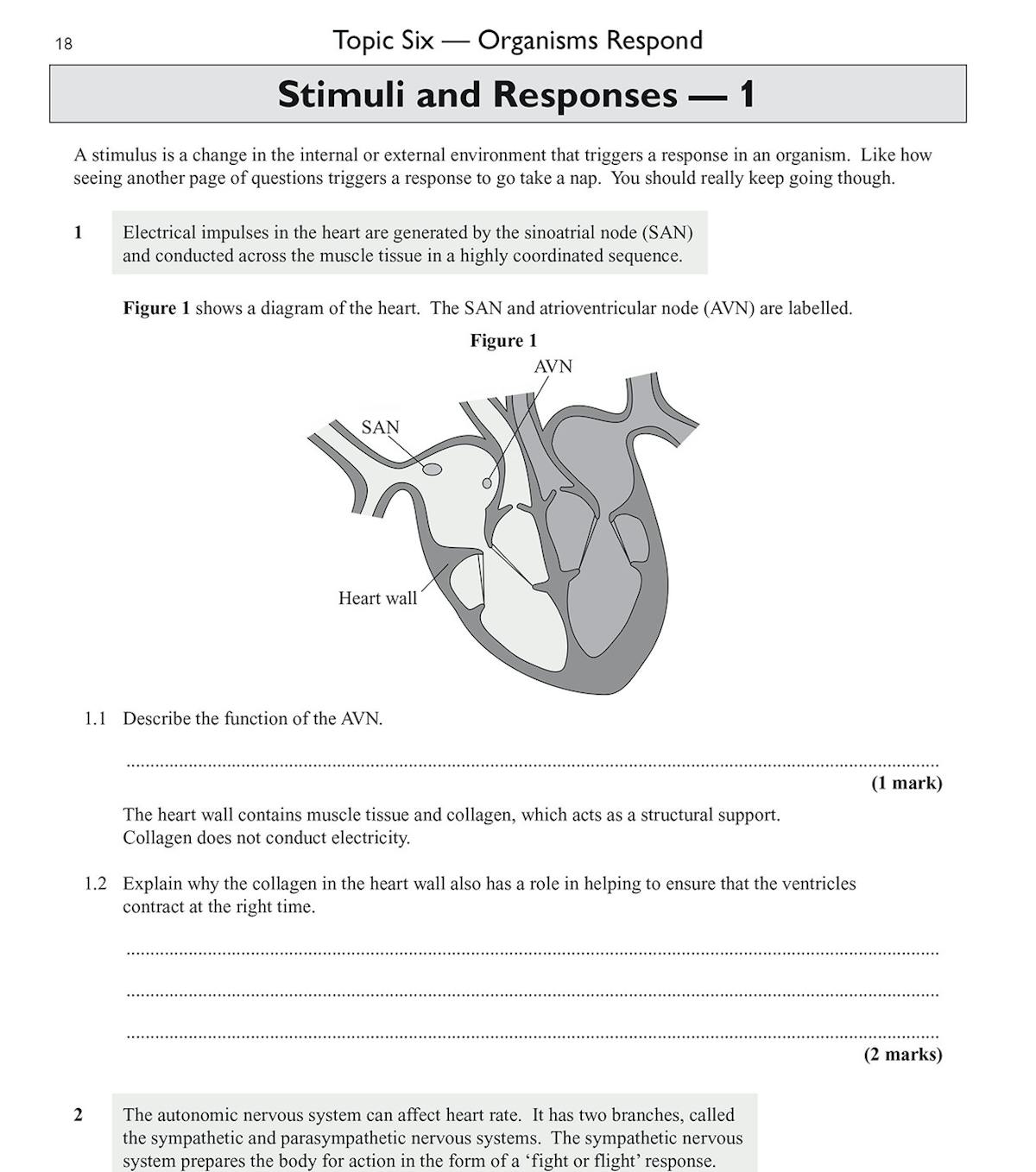 Sample question page showing detailed biology diagrams and multi-part questions on photoreceptors in the retina