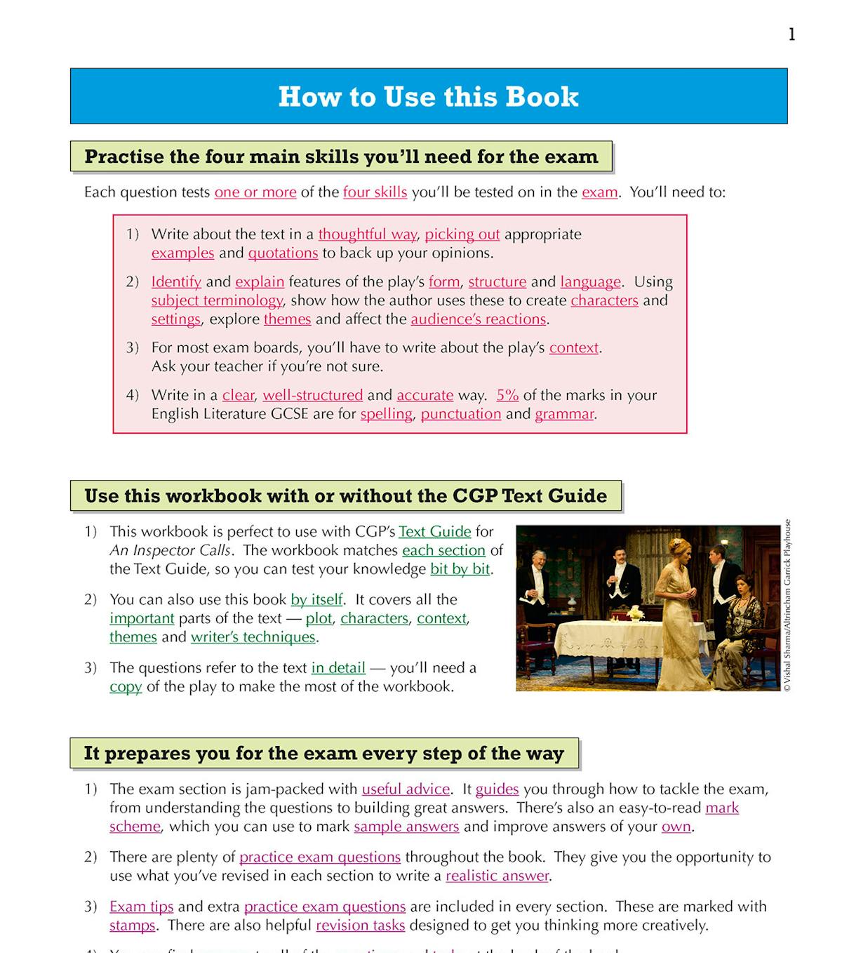 Introduction page explaining how to use the An Inspector Calls Workbook