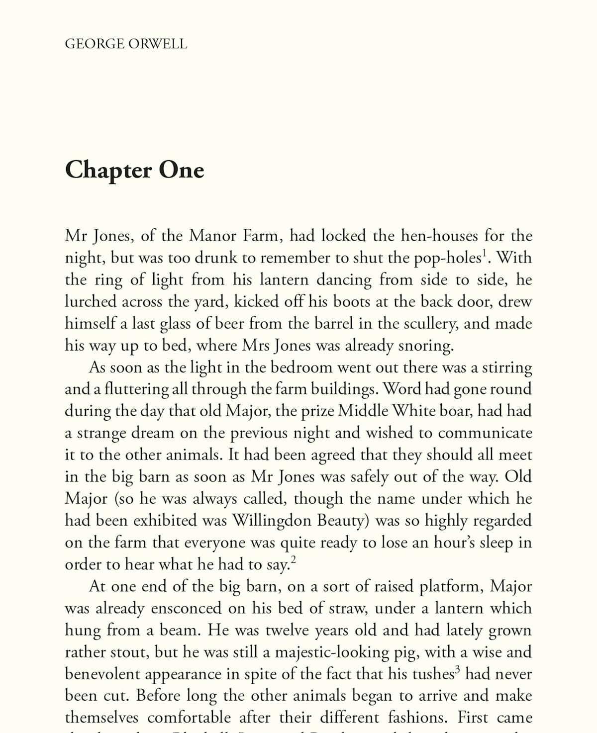 Sample page from Chapter One with annotated text and margin notes explaining literary techniques