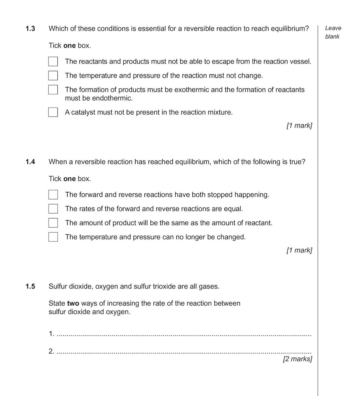 Sample question page from AQA GCSE Chemistry Practice Papers