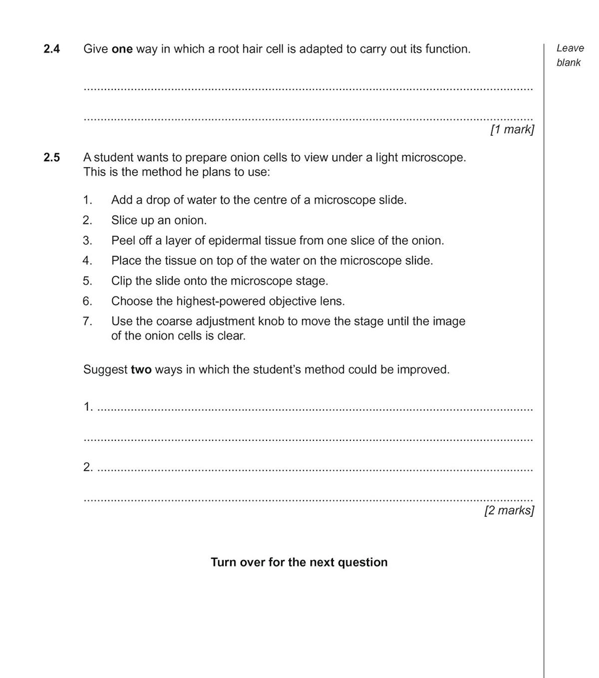 Sample page from AQA GCSE Combined Science Foundation practice paper showing biology questions