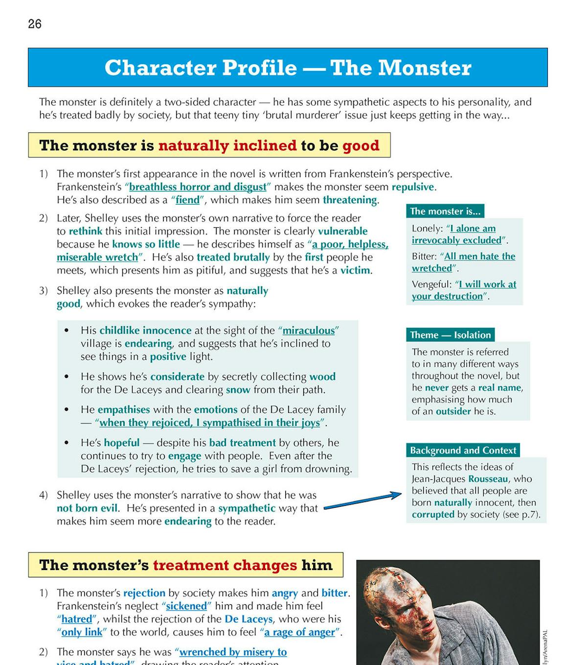 Contents page showing sections on themes, writer's techniques and exam advice