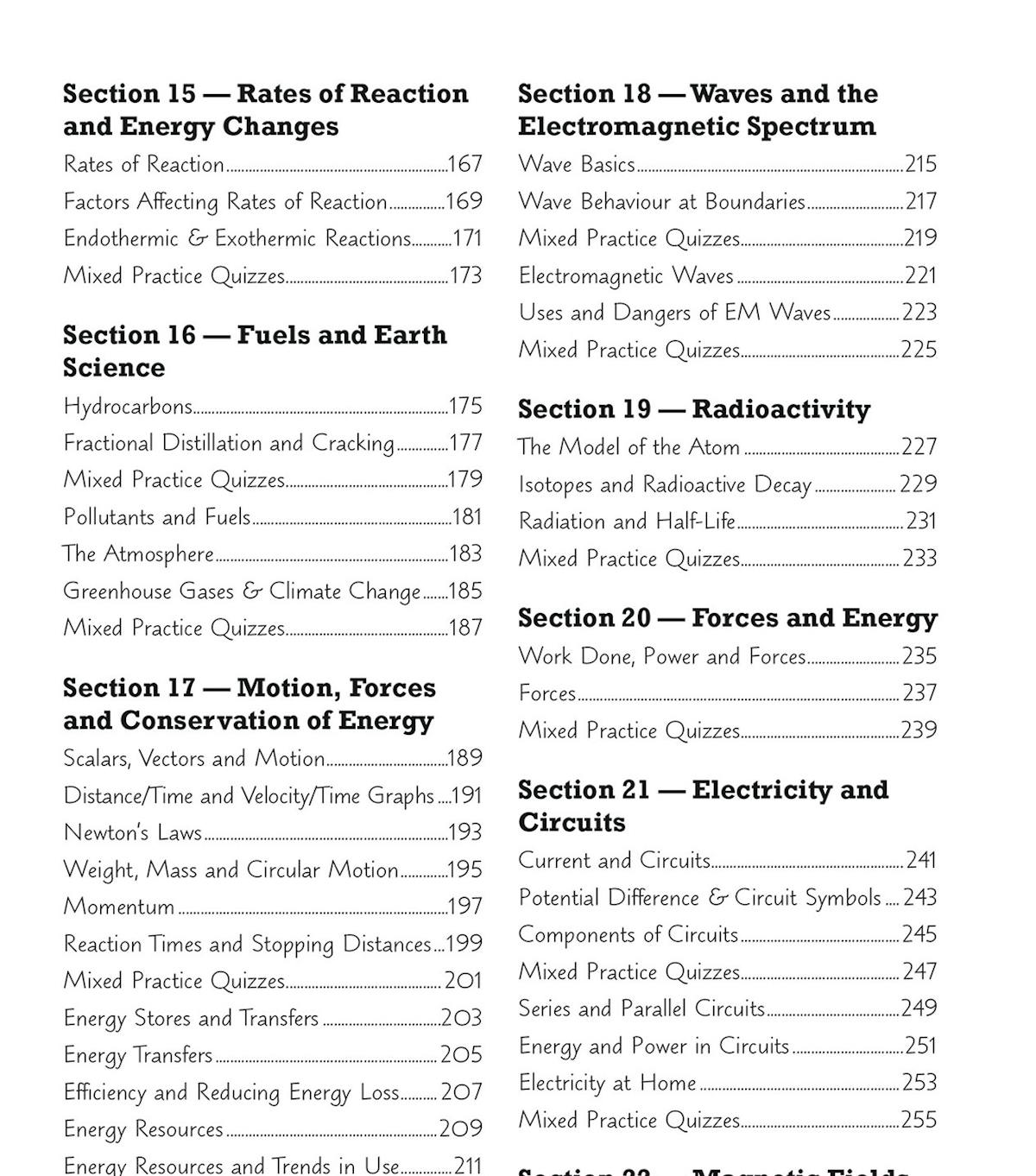 Inside pages showing two-level retrieval practice for GCSE Combined Science topics