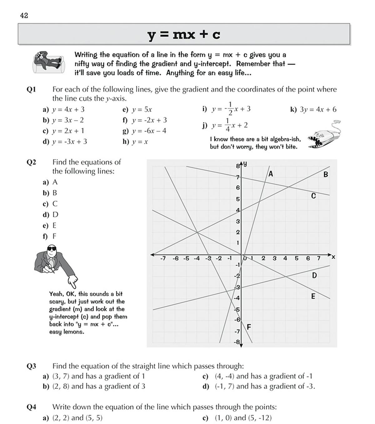 Workbook page featuring geometry and trigonometry exercises