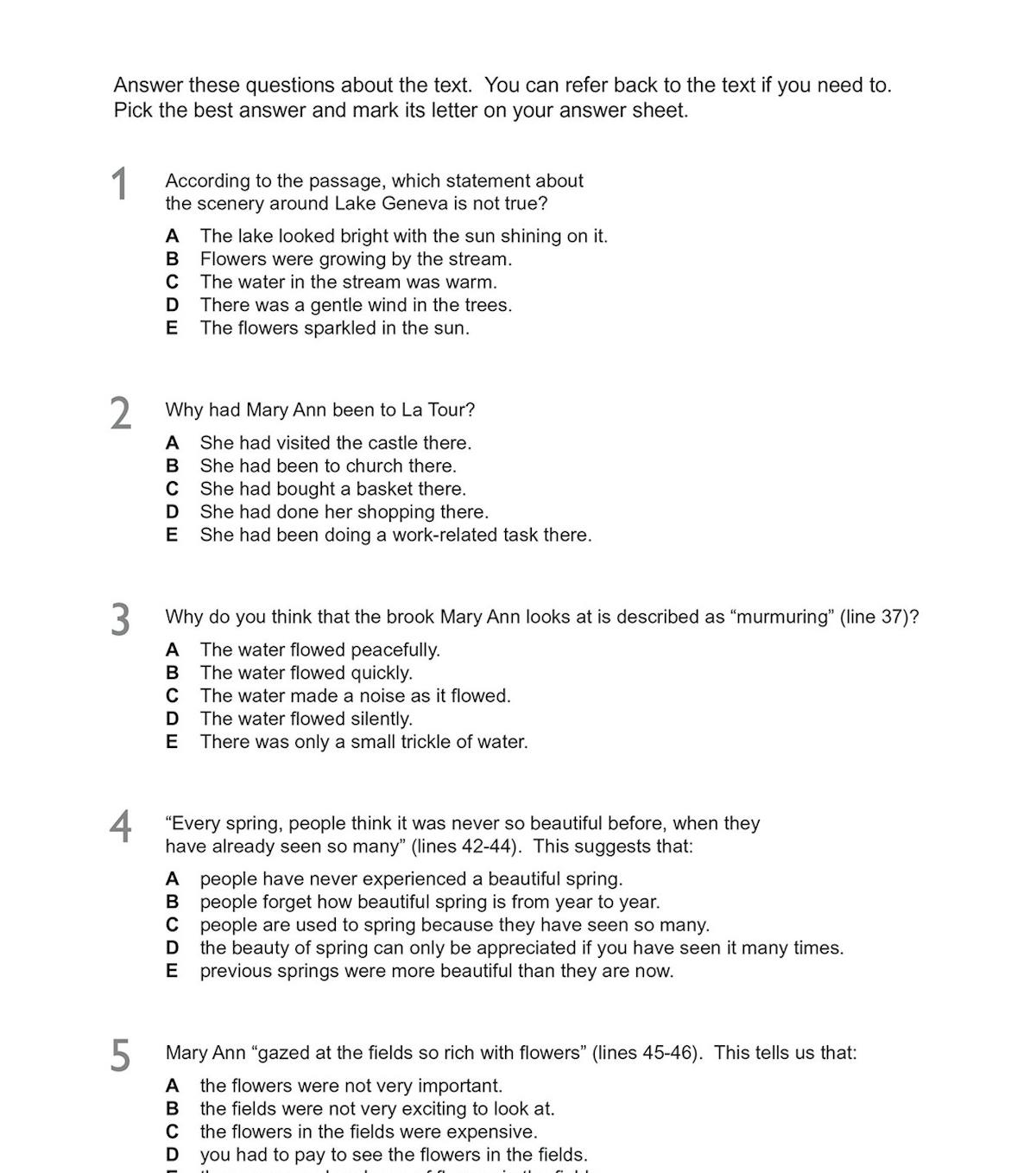 GL 11+ English Practice Papers book cover showing sample comprehension questions