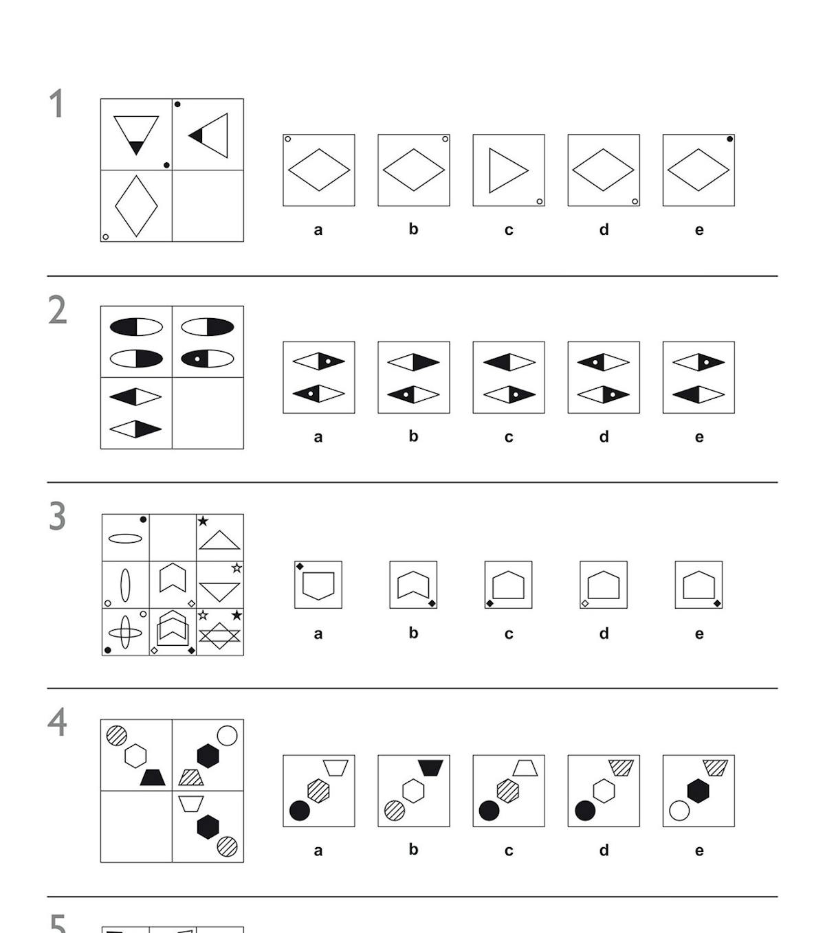 Sample Non-Verbal Reasoning questions showing pattern recognition tasks
