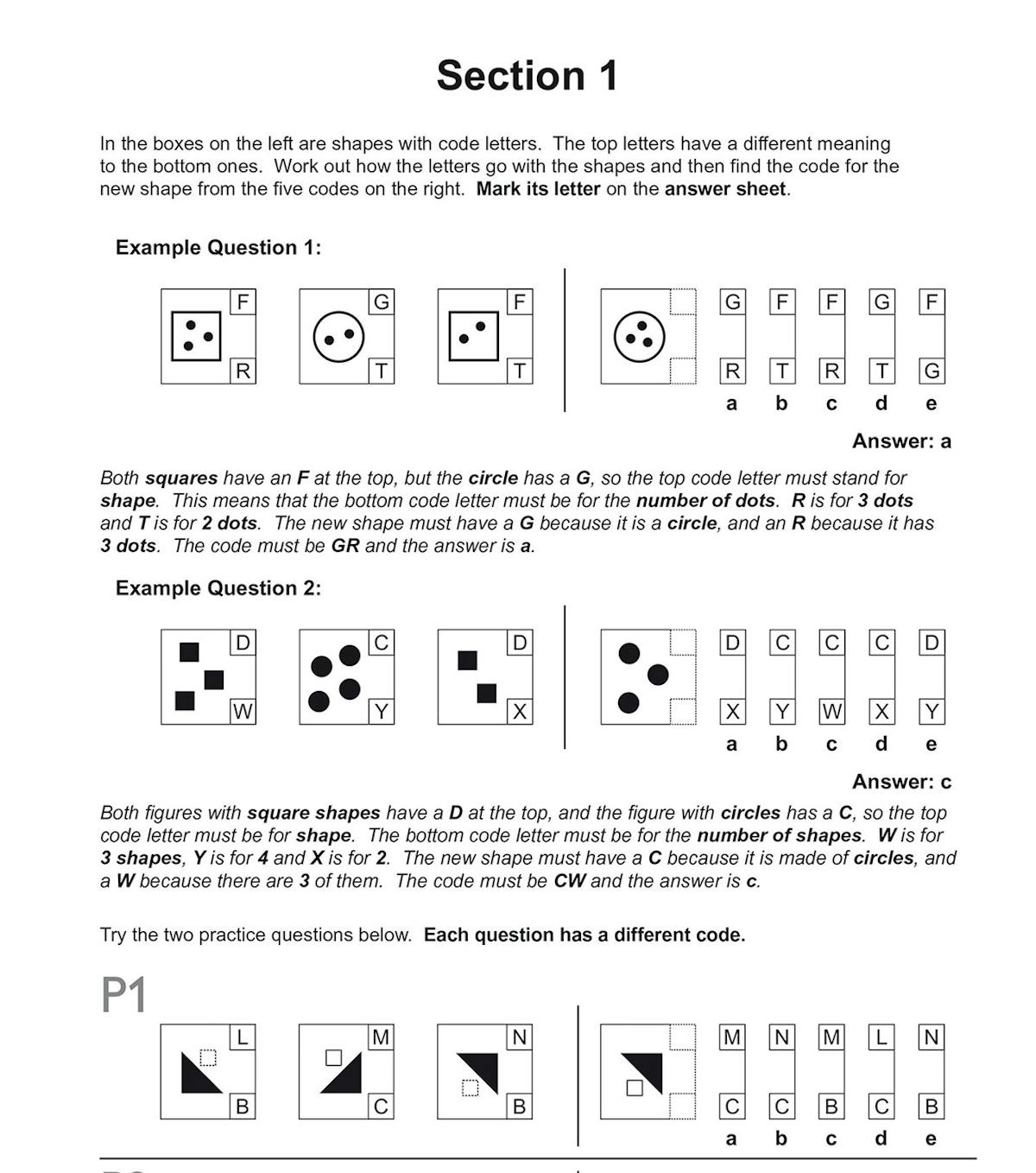 Sample Non-Verbal Reasoning practice question showing code-breaking logic puzzles