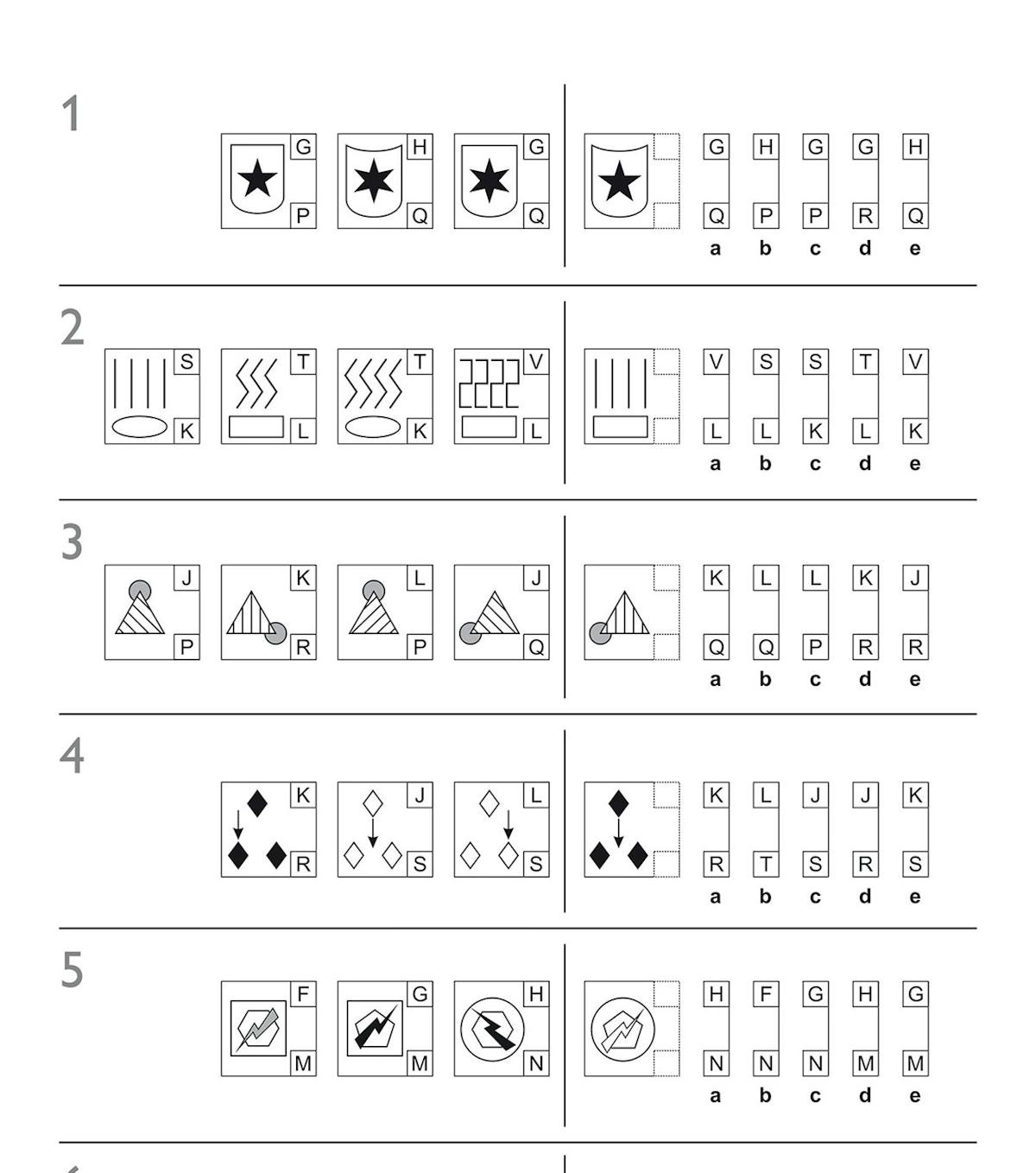 Further sample questions demonstrating shapes, rotations and pattern sequences