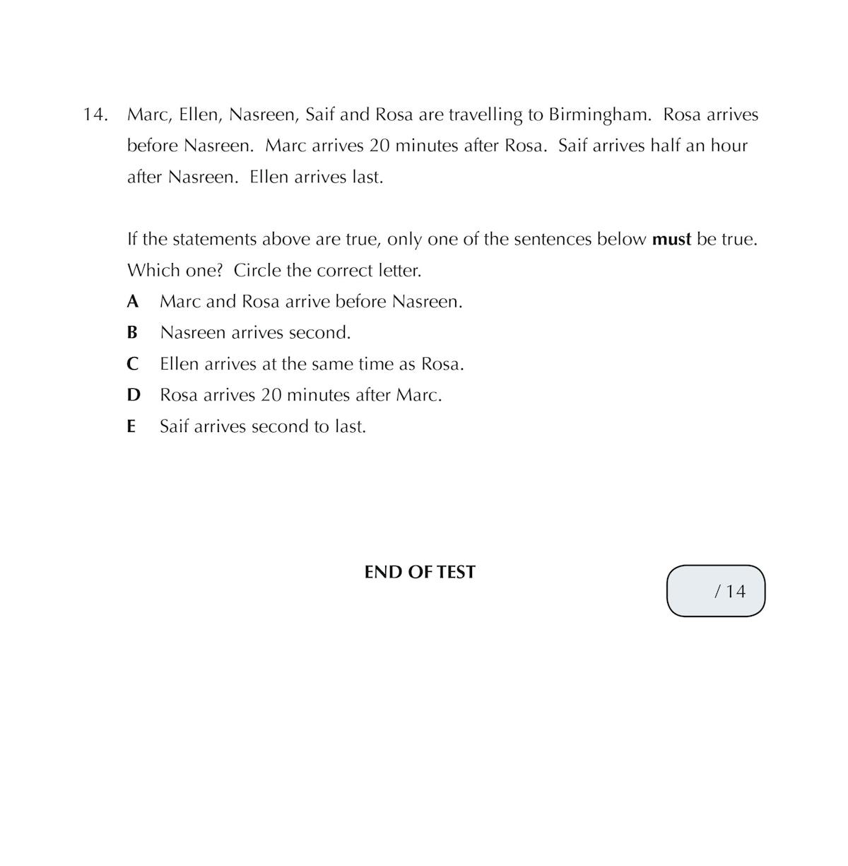 Sample test page showing sequence and coding questions from the GL 11+ workbook