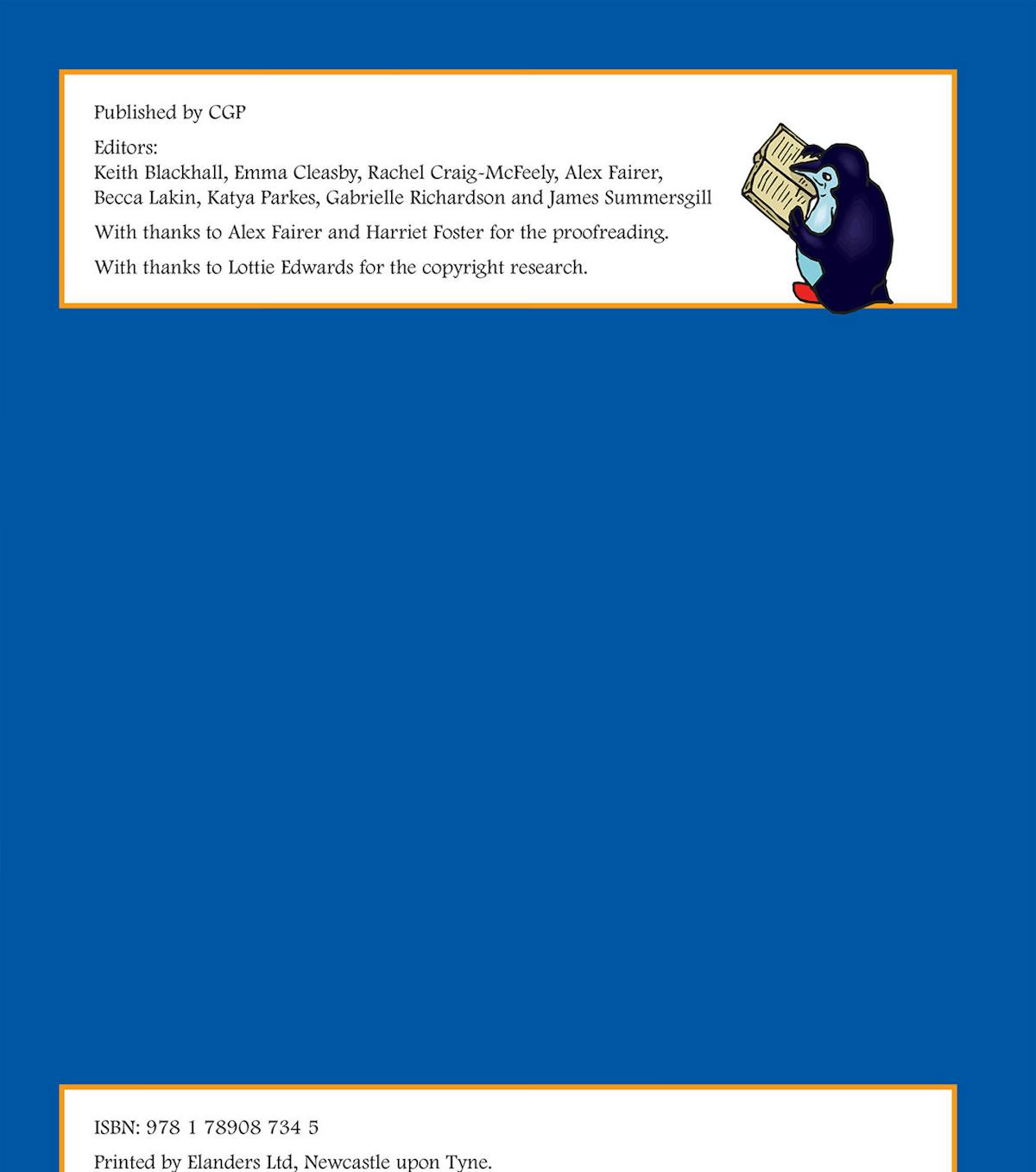 Back cover and ISBN details for the CGP Year 5 Grammar, Punctuation and Spelling Activity Book