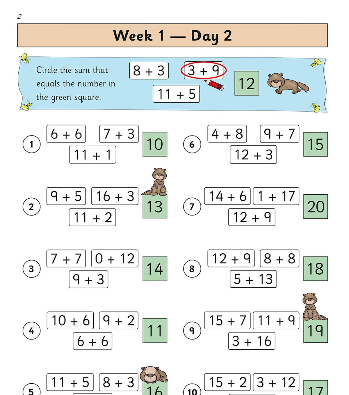 Weekly schedule showing checkbox layout for Days 1 to 5 across multiple weeks