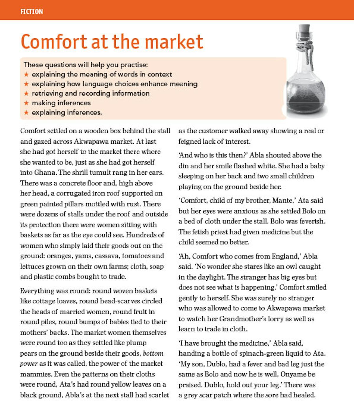 KS2 Achieve The Higher Score Reading SATs Workbook sample page showing fiction comprehension practice
