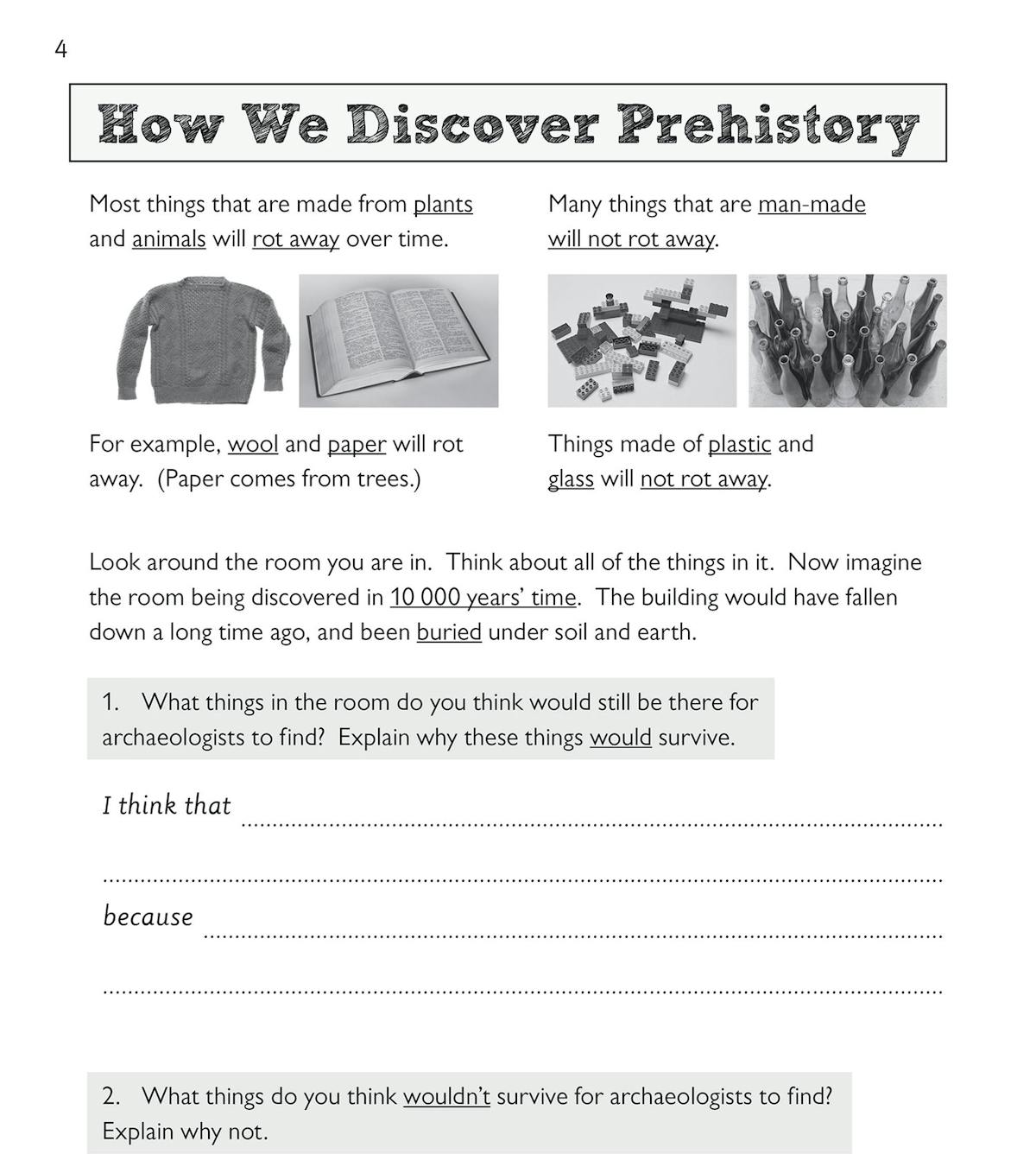 Activity page with source evaluation and reasoning tasks