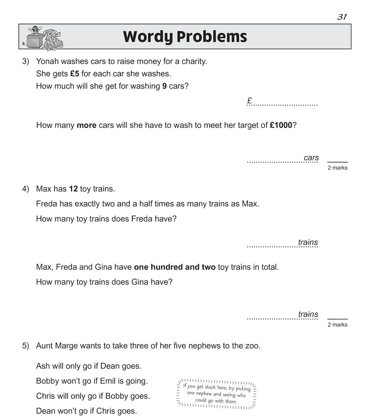 Sample patterns and sequences page showing number grids and shape patterns