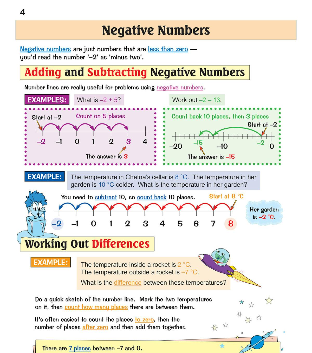 Inside pages showing ordering numbers and place value with colourful examples