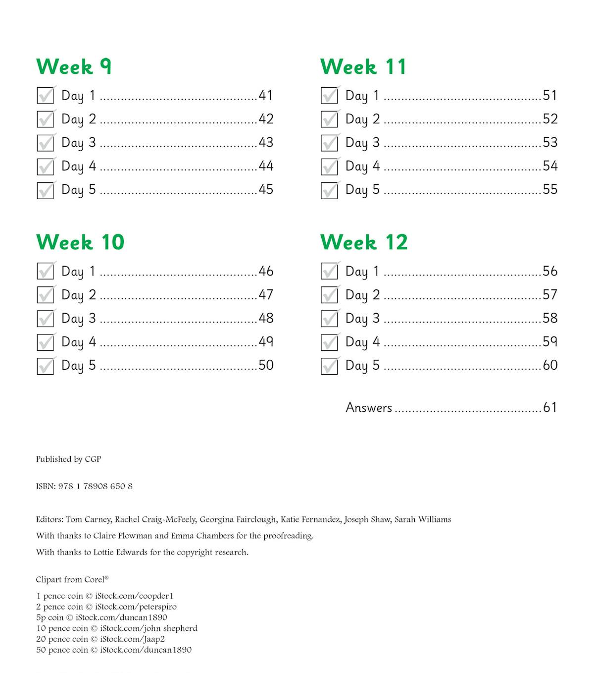 Daily practice page showing tally chart counting activities with hammers and nails