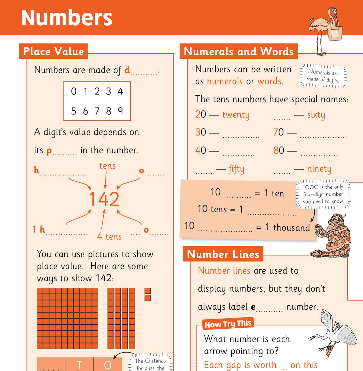 Sample page showing place value and number concepts
