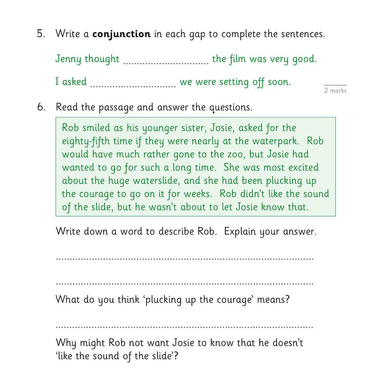 Sample workout page showing warm-up question and grammar exercises