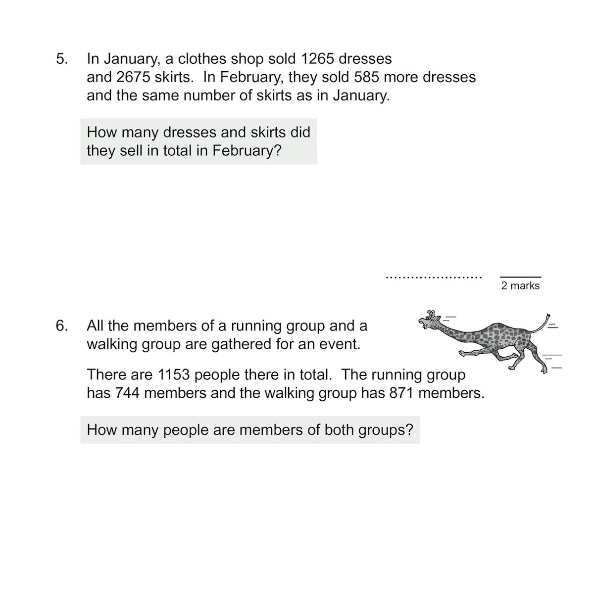 Two-page spread showing advanced problem-solving questions