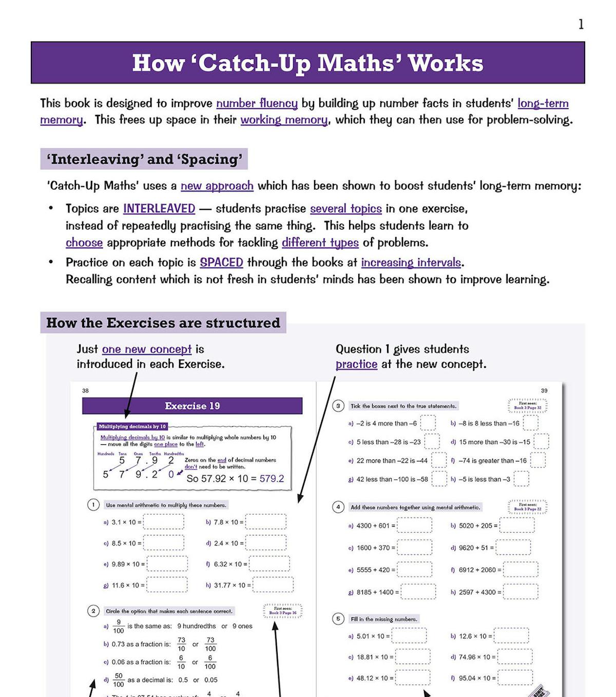 Explanation of the interleaving and spacing approach used in the workbook
