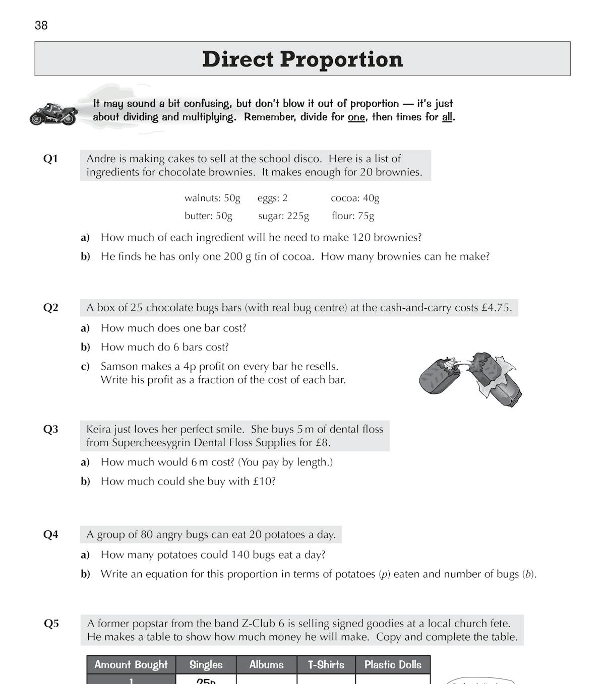 Sample practice page showing ratio and proportion problems