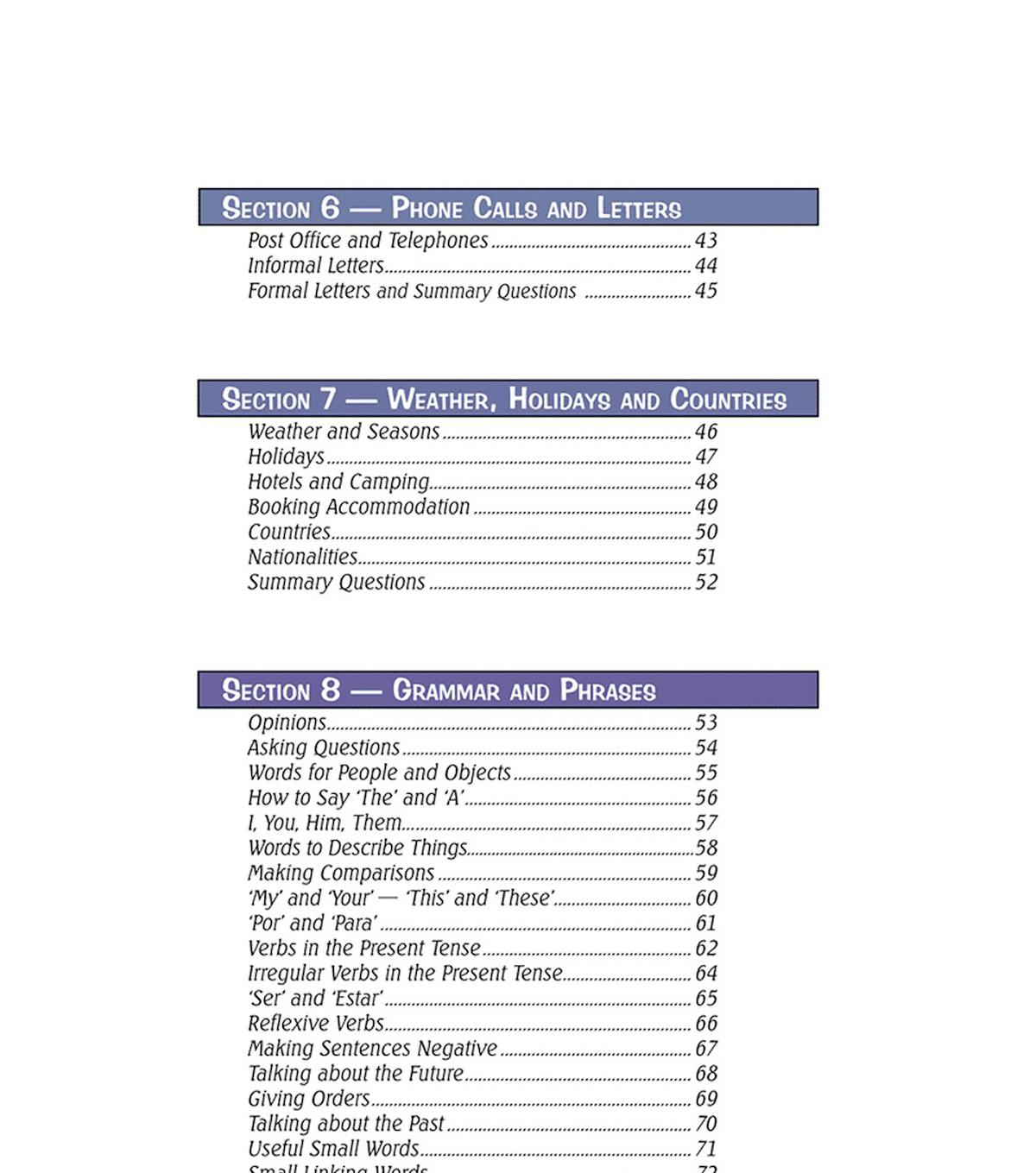 Sample interior page showing sports and musical instruments vocabulary with illustrations