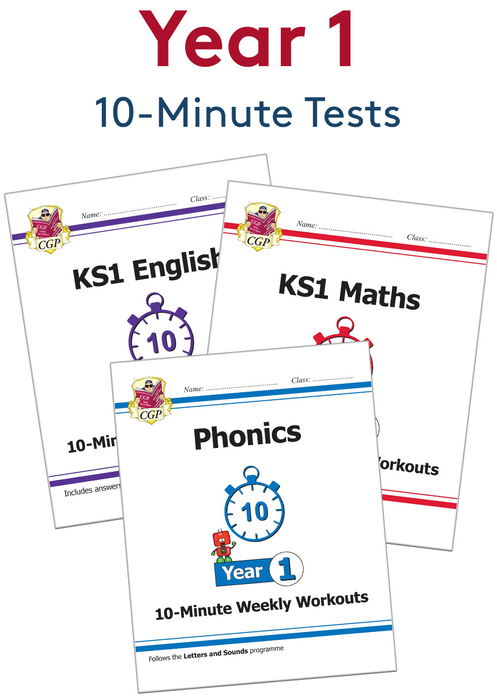Year 1 English, Maths & Phonics 10-Minute Tests (Ages 5-6)