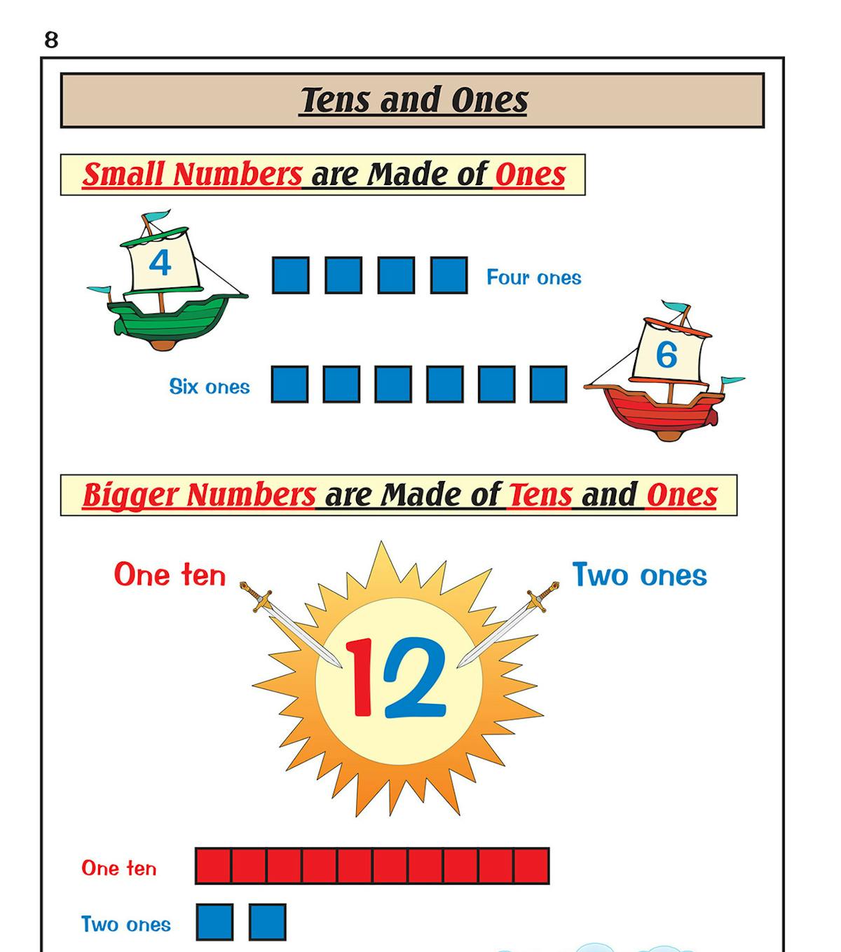 Practice page showing number matching and writing exercises