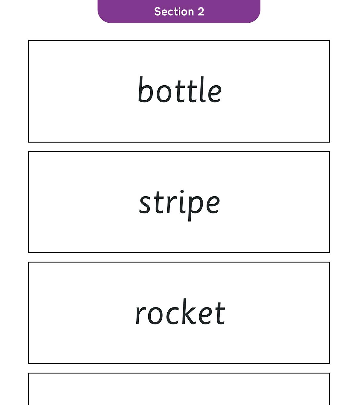 Sample page from Year 1 Phonics Practice Tests showing word examples