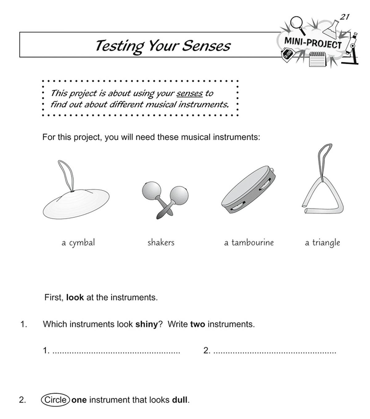 Mini-project page on Testing Your Senses with musical instruments