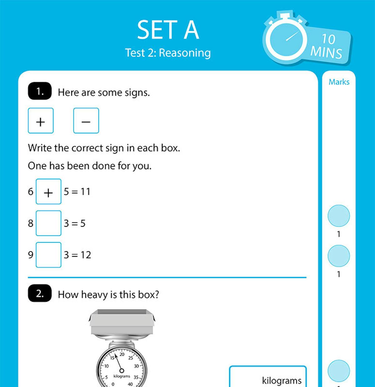 Year 2 Maths 10-Minute SATs Tests sample reasoning question page