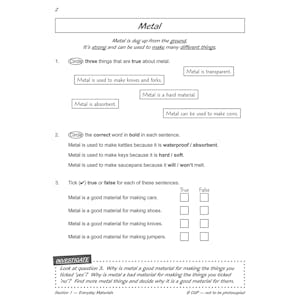Year 2 Science Workout - Uses of Materials (Ages 6-7) Look Inside Image 3