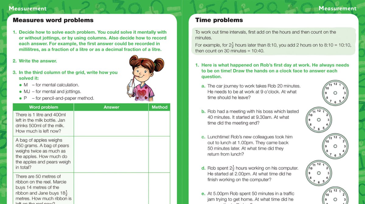 Year 3 Maths Workbook cover showing curriculum topics and age range