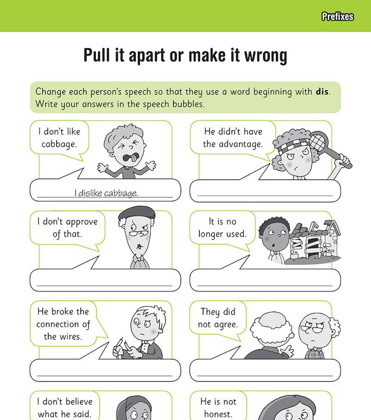 Inside pages of Year 3 spelling and vocabulary workbook showing word exercises and practice activities