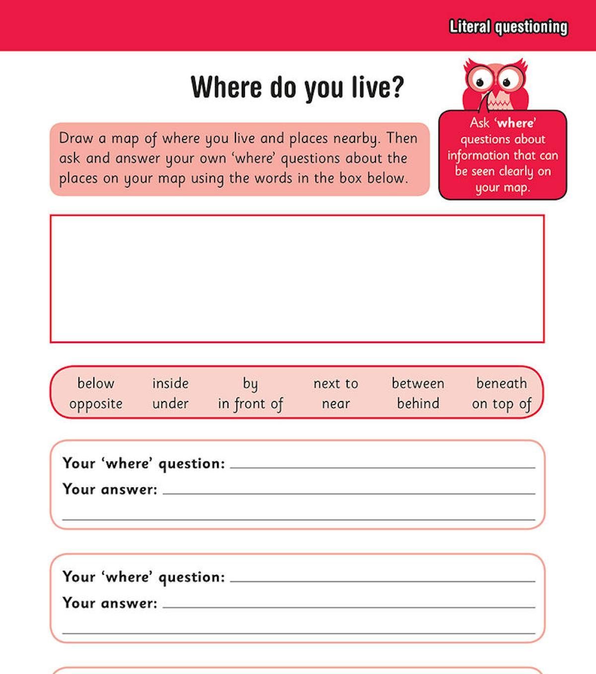 Sample comprehension activity with literal questioning exercises