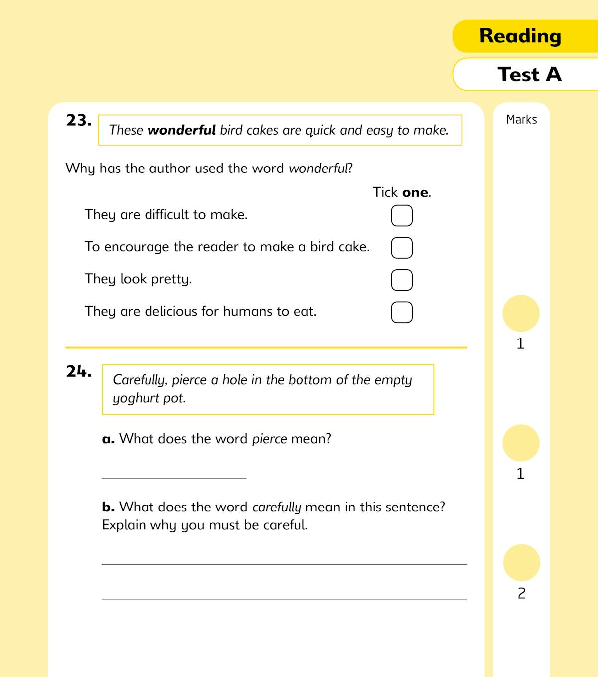 Year 4 Reading SATs Practice Papers sample question page