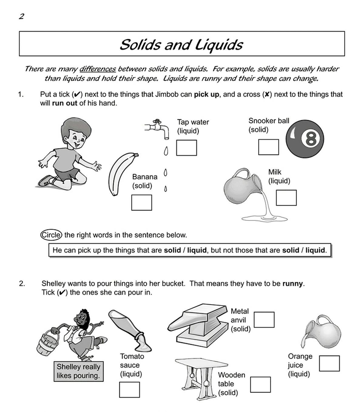 Sample page covering properties of gases with interactive questions