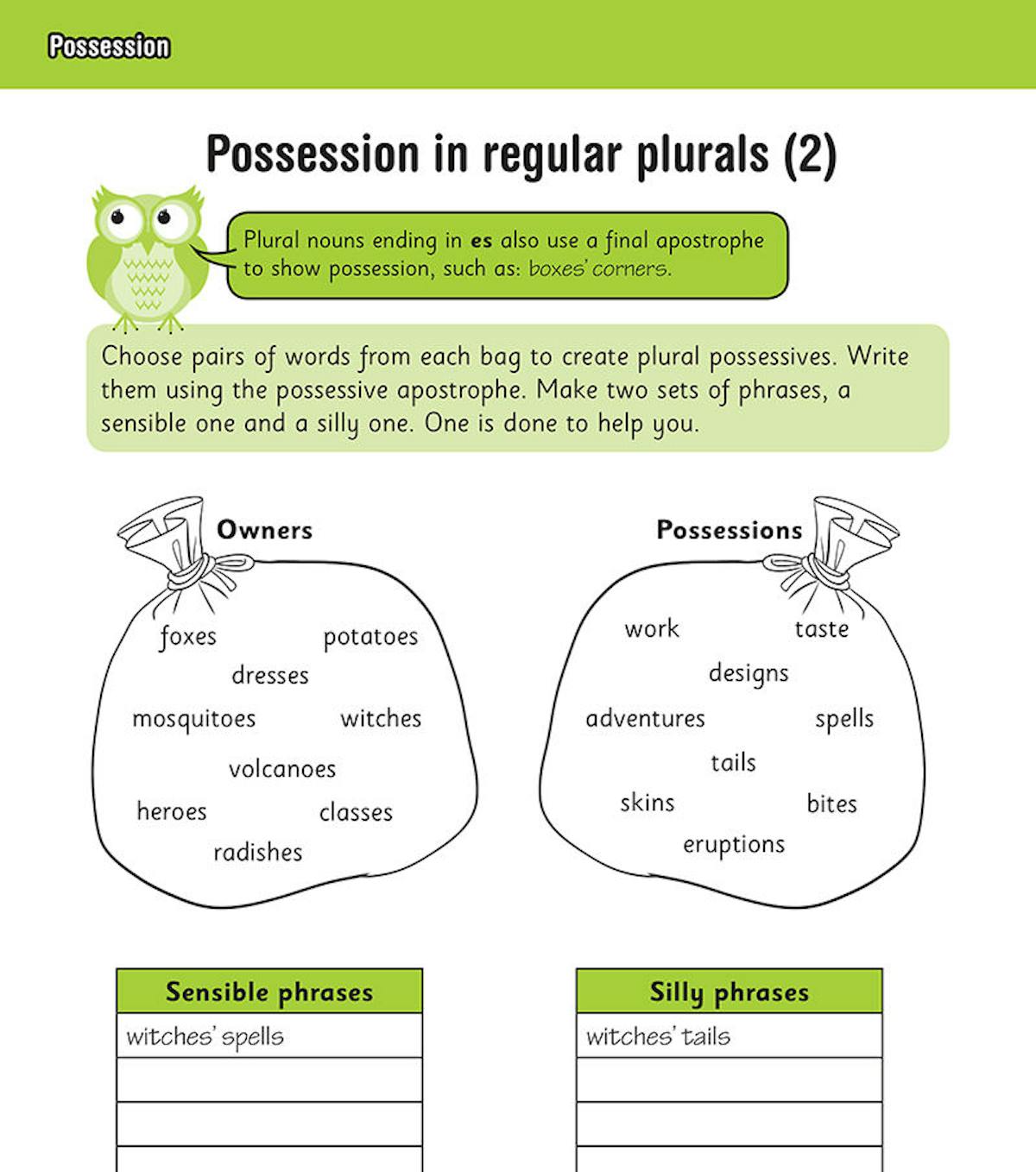Inside pages showing spelling and vocabulary exercises for Year 4 pupils