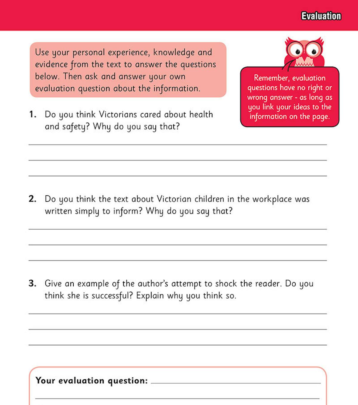 Sample page featuring a food web diagram with accompanying comprehension questions