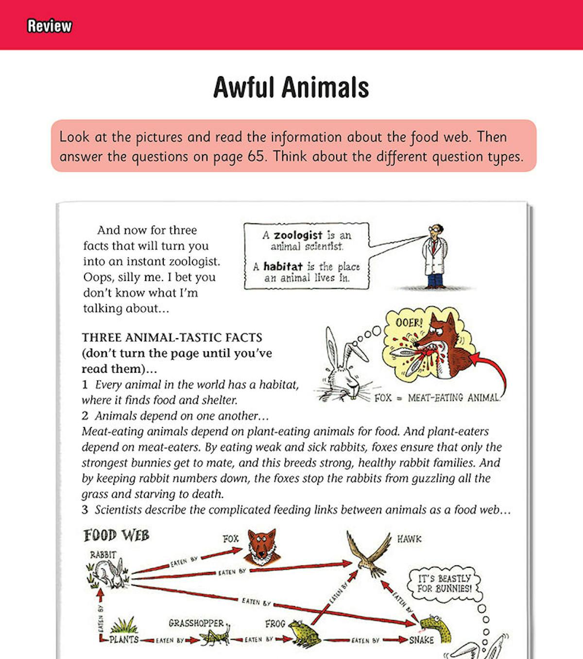 Sample page showing evaluation questions with spaces for written answers