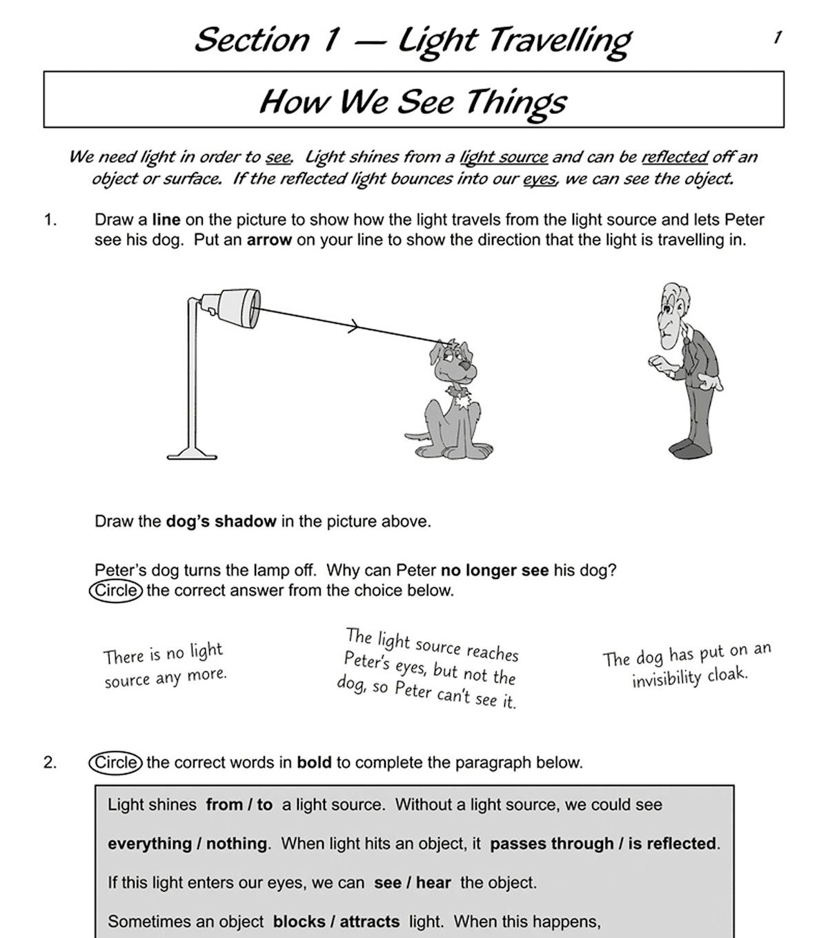 CGP introduction page explaining the Year 6 Light curriculum and Working Scientifically practice