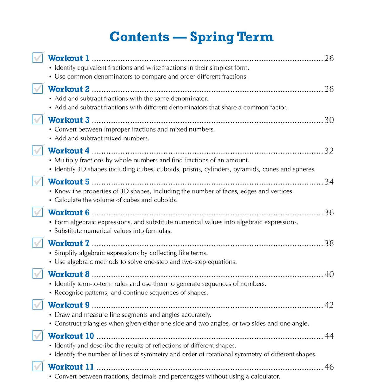 Year 7 Maths 10-Minute Weekly Workouts book showing practice questions and progress tracking