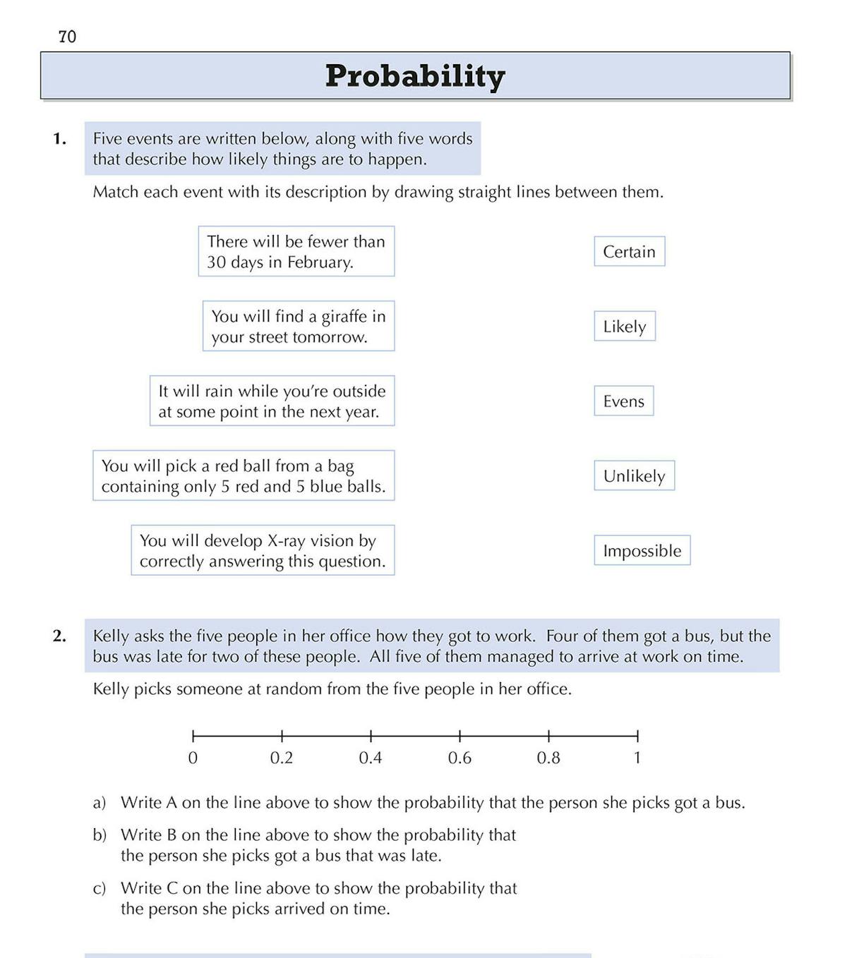 Probability exercises with matching and ordering tasks