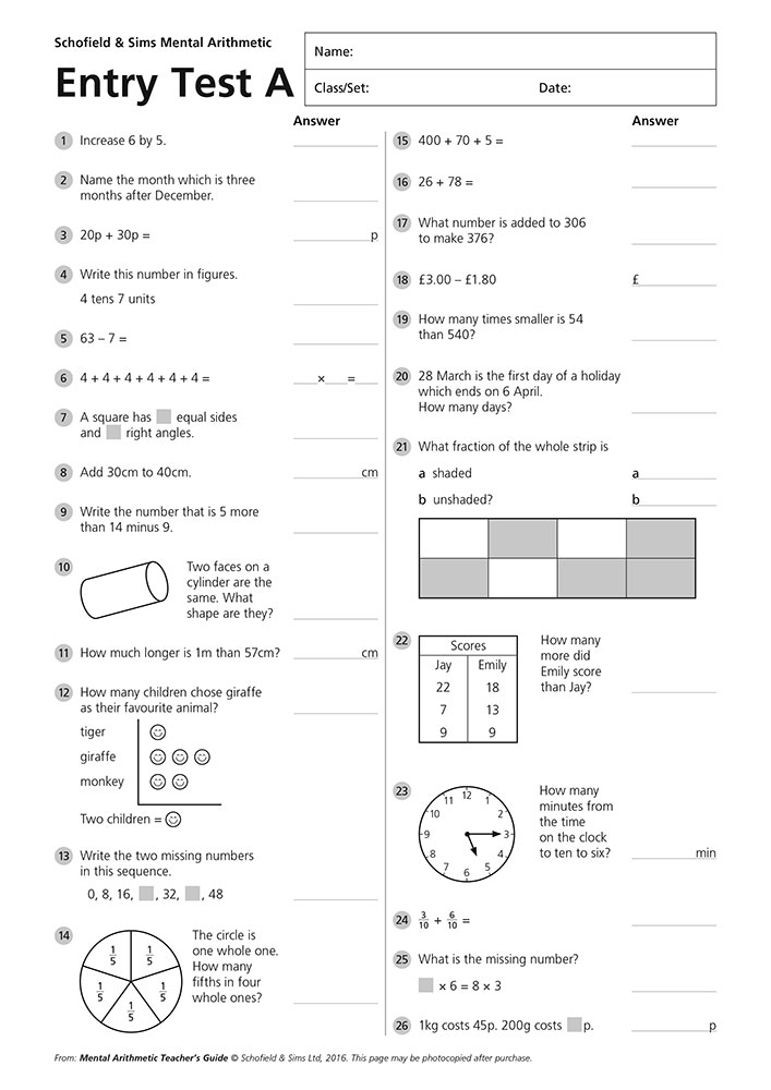 Sample of Mental Arithmetic Teacher's Guide Ages 7-11 Schofield & Sims with Answers NEW (<li>ISBN : 9780721713892</li>)