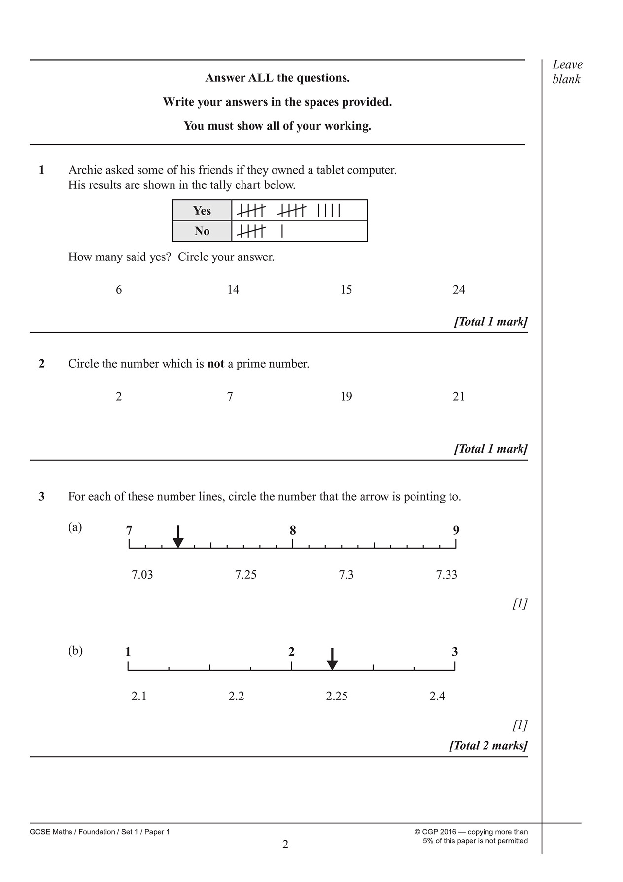 Sample of AQA GCSE Maths Practice Papers Foundation Ages 15-16 CGP with Answers NEW (<li>ISBN : 9781782946625</li>)
