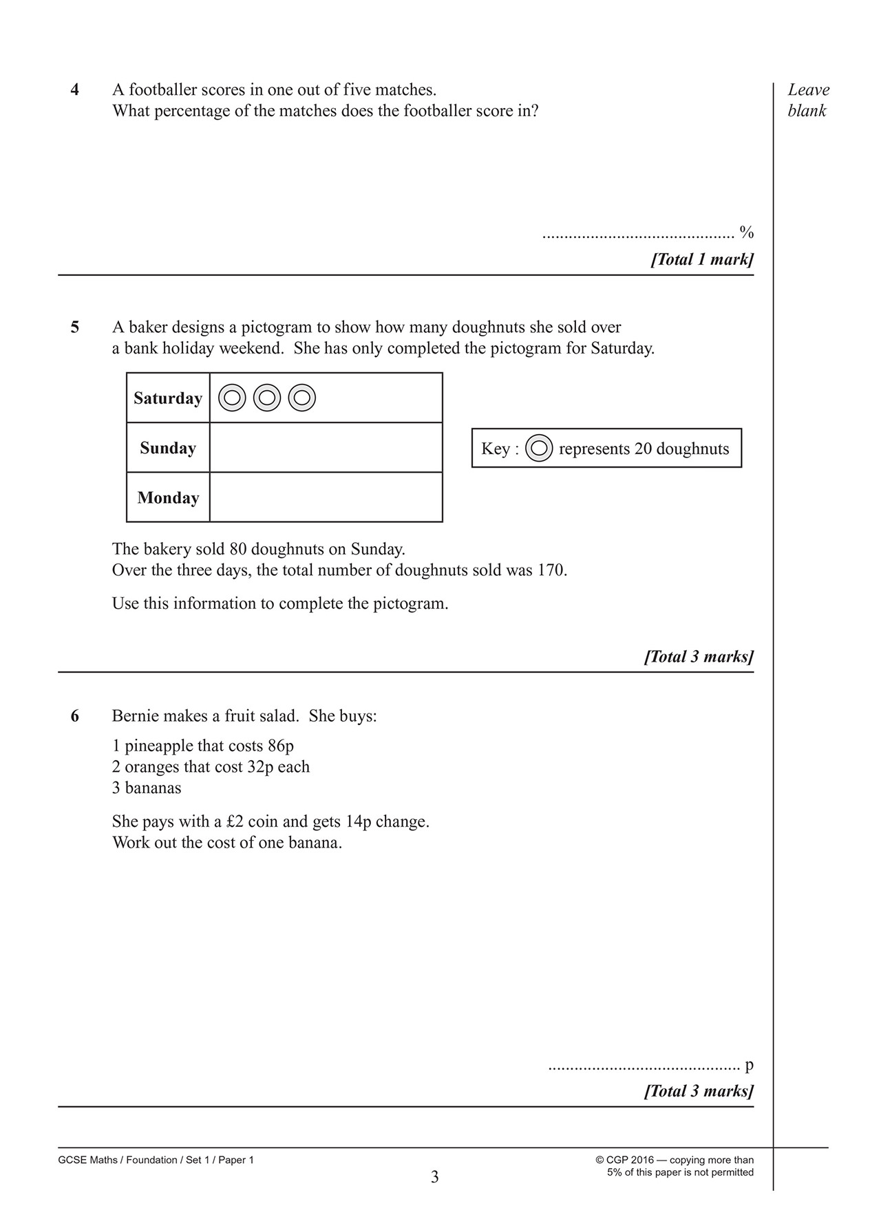 Sample of AQA GCSE Maths Practice Papers Foundation Ages 15-16 CGP with Answers NEW (<li>ISBN : 9781782946625</li>)