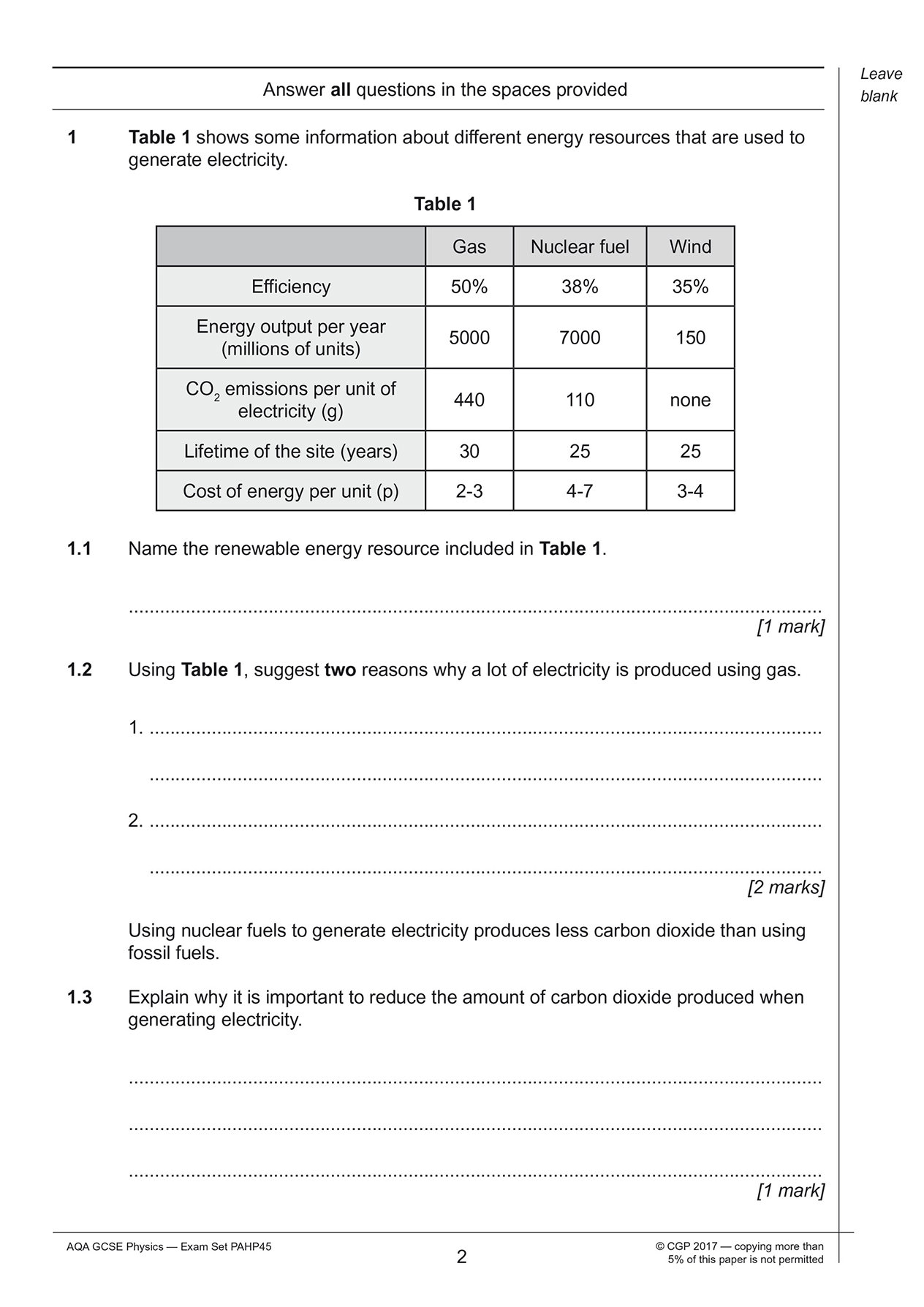 Sample of AQA GCSE Physics Practice Papers Higher Pack 1 Ages 15-16 CGP with Answers NEW (<li>ISBN : 9781782948278</li>)