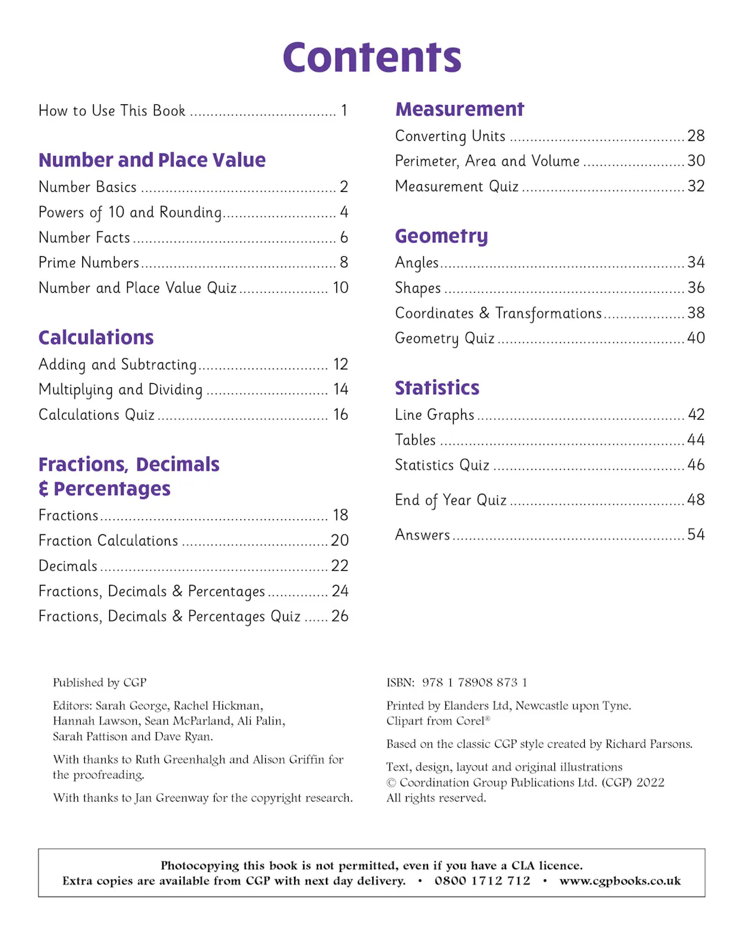 Sample of KS2 Y5 Maths English Science Knowledge Organiser Retriever CGP with Answers NEW ()